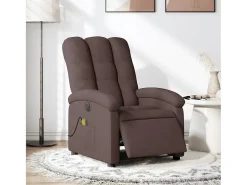 Poltrona reclinável massagens elétrica | Poltrona Confortável tecido castanho-escuro SHL159307