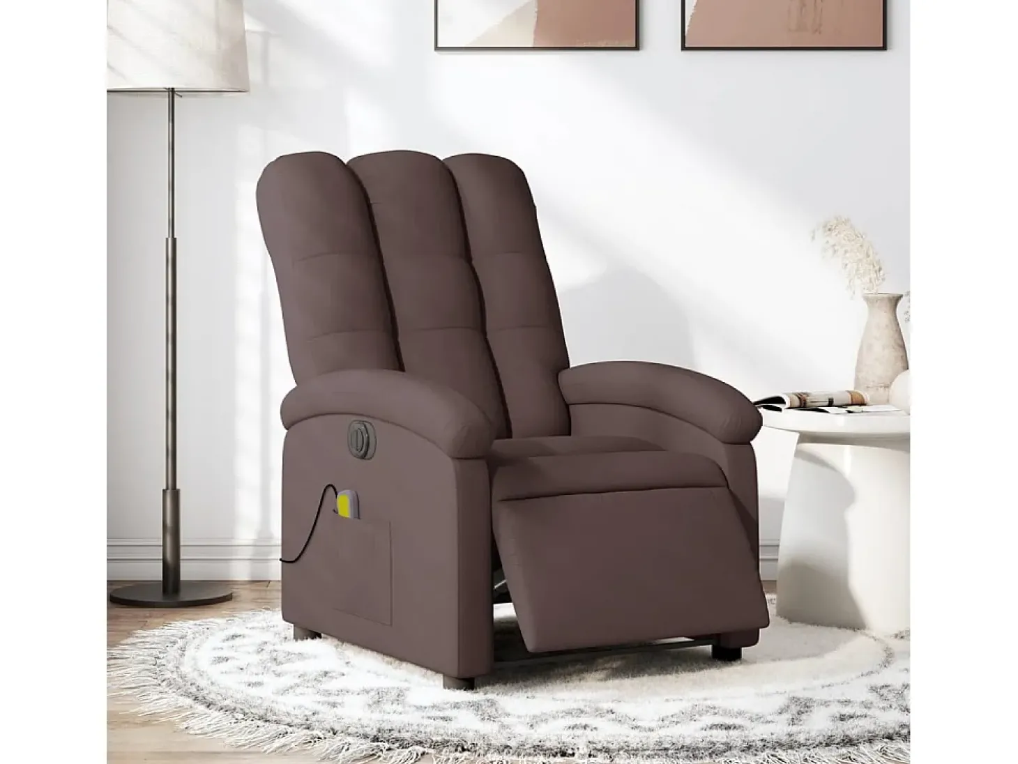 Poltrona reclinável massagens elétrica | Poltrona Confortável tecido castanho-escuro SHL159307