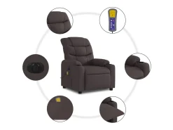 Poltrona reclinável massagens elétrica | Poltrona Confortável tecido castanho-escuro SHL208170