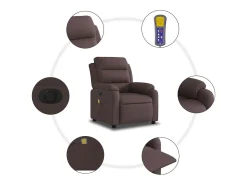 Poltrona reclinável massagens elétrica | Poltrona Confortável tecido castanho-escuro SHL842580