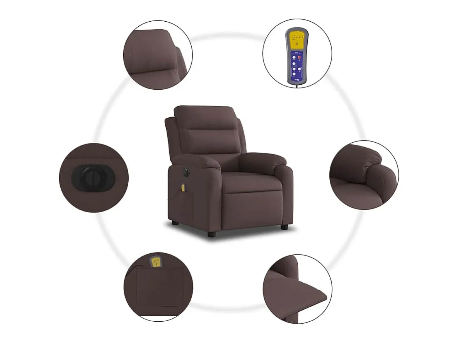 Poltrona reclinável massagens elétrica | Poltrona Confortável tecido castanho-escuro SHL842580
