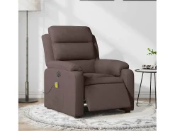 Poltrona reclinável massagens elétrica | Poltrona Confortável tecido castanho-escuro SHL842580