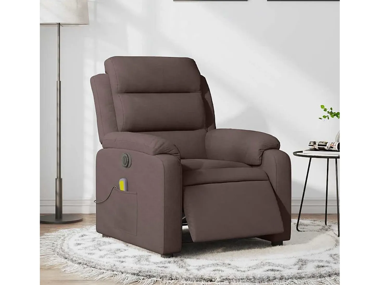 Poltrona reclinável massagens elétrica | Poltrona Confortável tecido castanho-escuro SHL842580