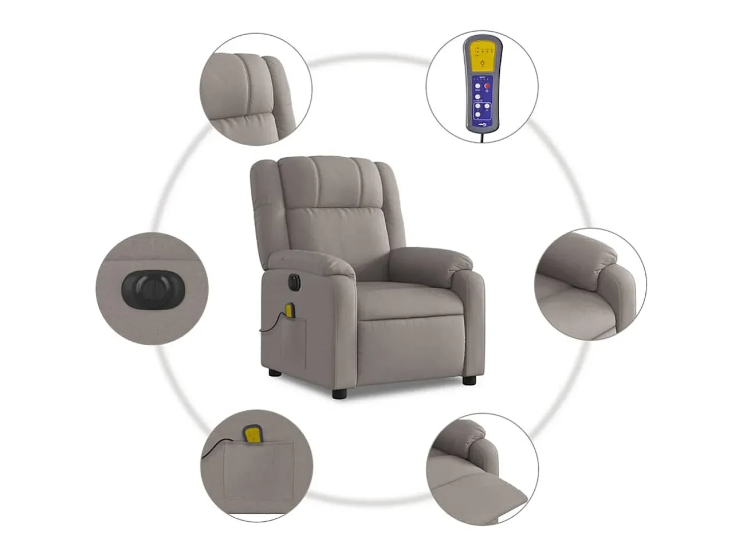 Poltrona reclinável massagens elétrica | Poltrona Confortável tecido cinza-acastanhado SHL926631