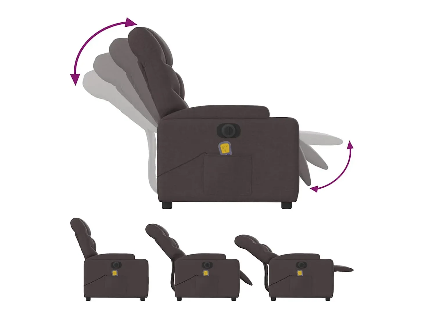 Poltrona reclinável massagens elétrica | Poltrona Confortável tecido castanho-escuro SHL255812