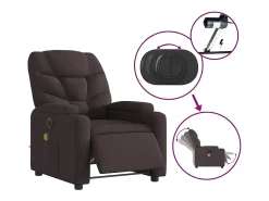 Poltrona reclinável massagens elétrica | Poltrona Confortável tecido castanho-escuro SHL255812
