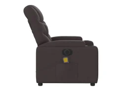 Poltrona reclinável massagens elétrica | Poltrona Confortável tecido castanho-escuro SHL255812