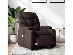 Poltrona reclinável massagens elétrica | Poltrona Confortável tecido castanho-escuro SHL255812