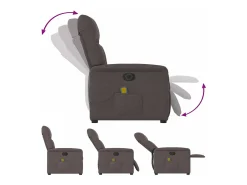 Poltrona reclinável massagens elétrica | Poltrona Confortável tecido castanho-escuro SHL959541