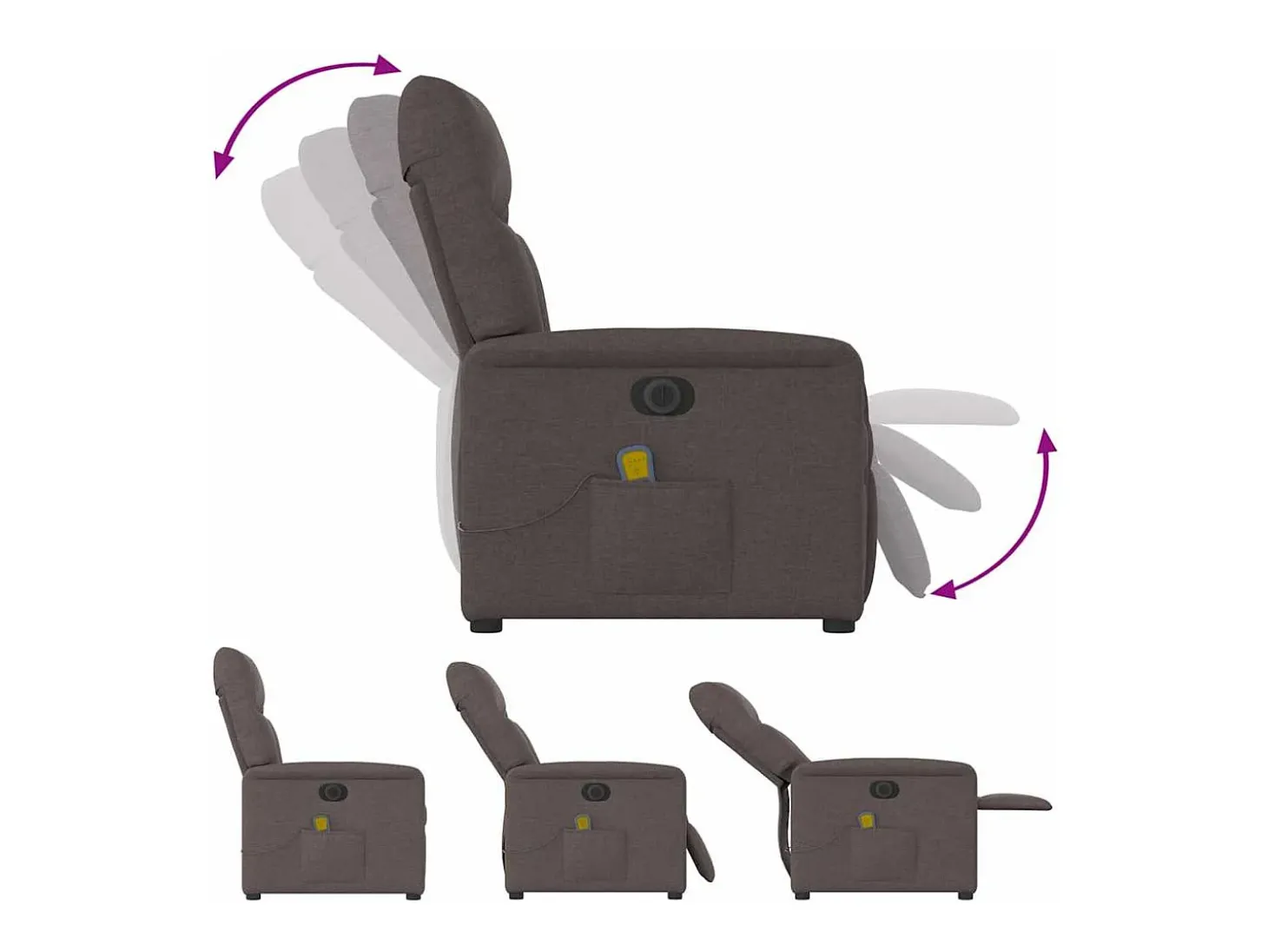 Poltrona reclinável massagens elétrica | Poltrona Confortável tecido castanho-escuro SHL959541