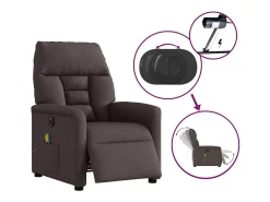 Poltrona reclinável massagens elétrica | Poltrona Confortável tecido castanho-escuro SHL959541