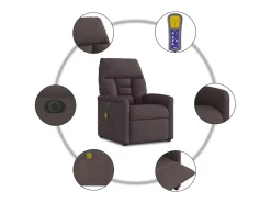 Poltrona reclinável massagens elétrica | Poltrona Confortável tecido castanho-escuro SHL959541