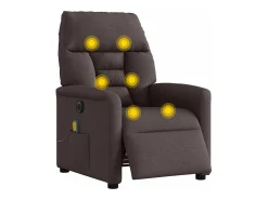 Poltrona reclinável massagens elétrica | Poltrona Confortável tecido castanho-escuro SHL959541