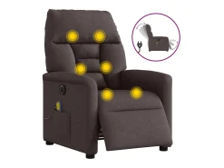 Poltrona reclinável massagens elétrica | Poltrona Confortável tecido castanho-escuro SHL959541