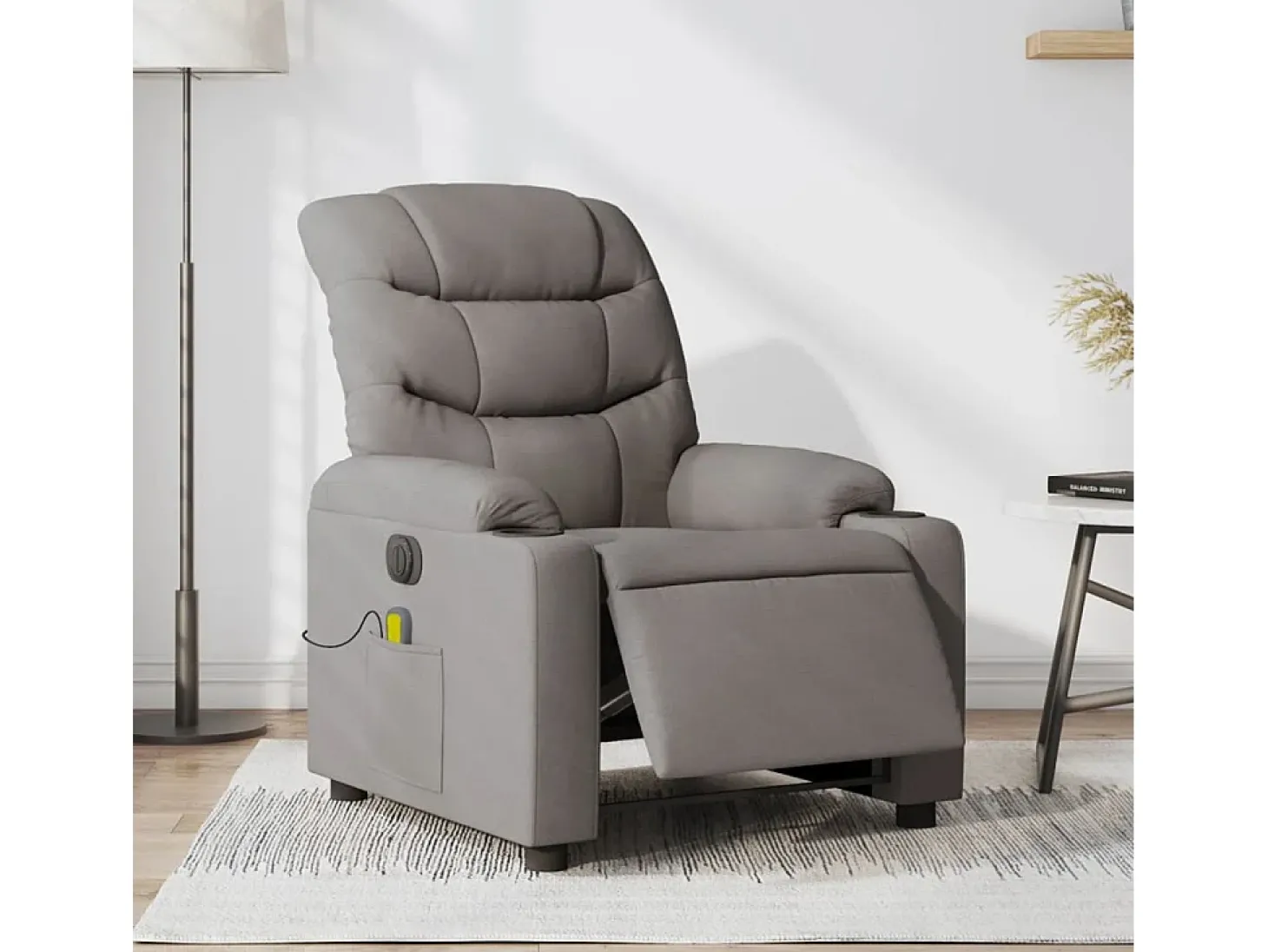 Poltrona reclinável massagens elétrica | Poltrona Confortável tecido cinza-acastanhado SHL938243