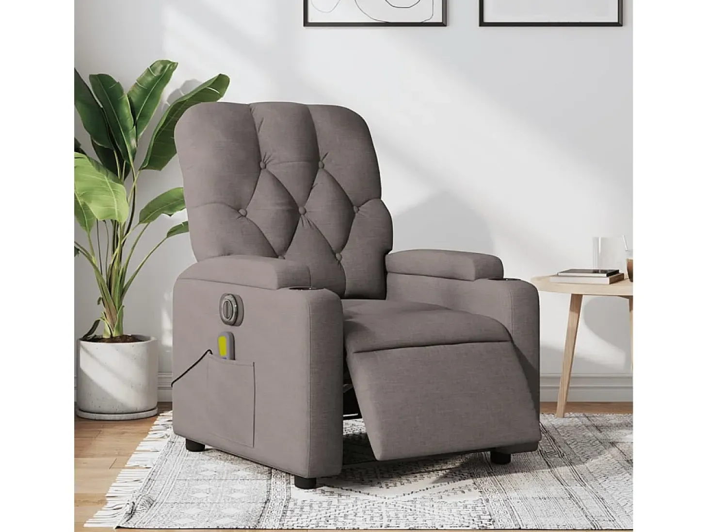 Poltrona reclinável massagens elétrica | Poltrona Confortável tecido cinza-acastanhado SHL776446