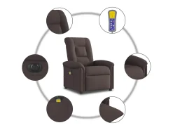Poltrona reclinável massagens elétrica | Poltrona Confortável tecido castanho-escuro SHL144606