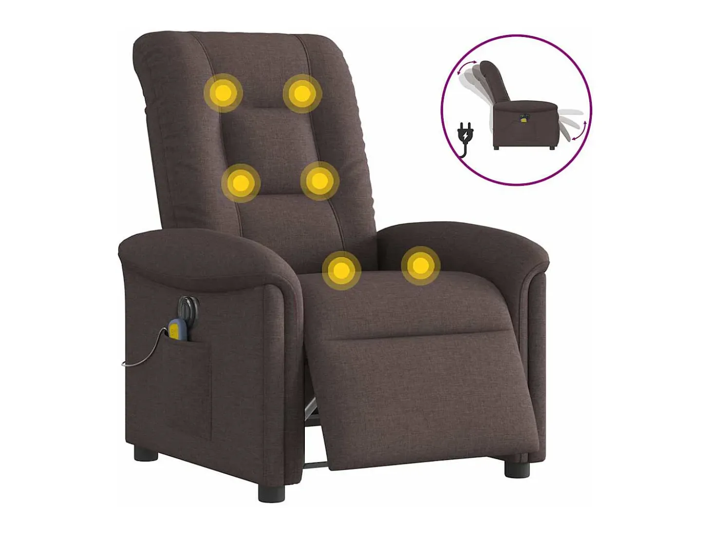 Poltrona reclinável massagens elétrica | Poltrona Confortável tecido castanho-escuro SHL144606