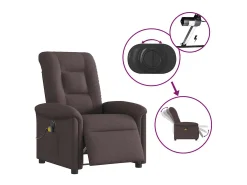 Poltrona reclinável massagens elétrica | Poltrona Confortável tecido castanho-escuro SHL144606