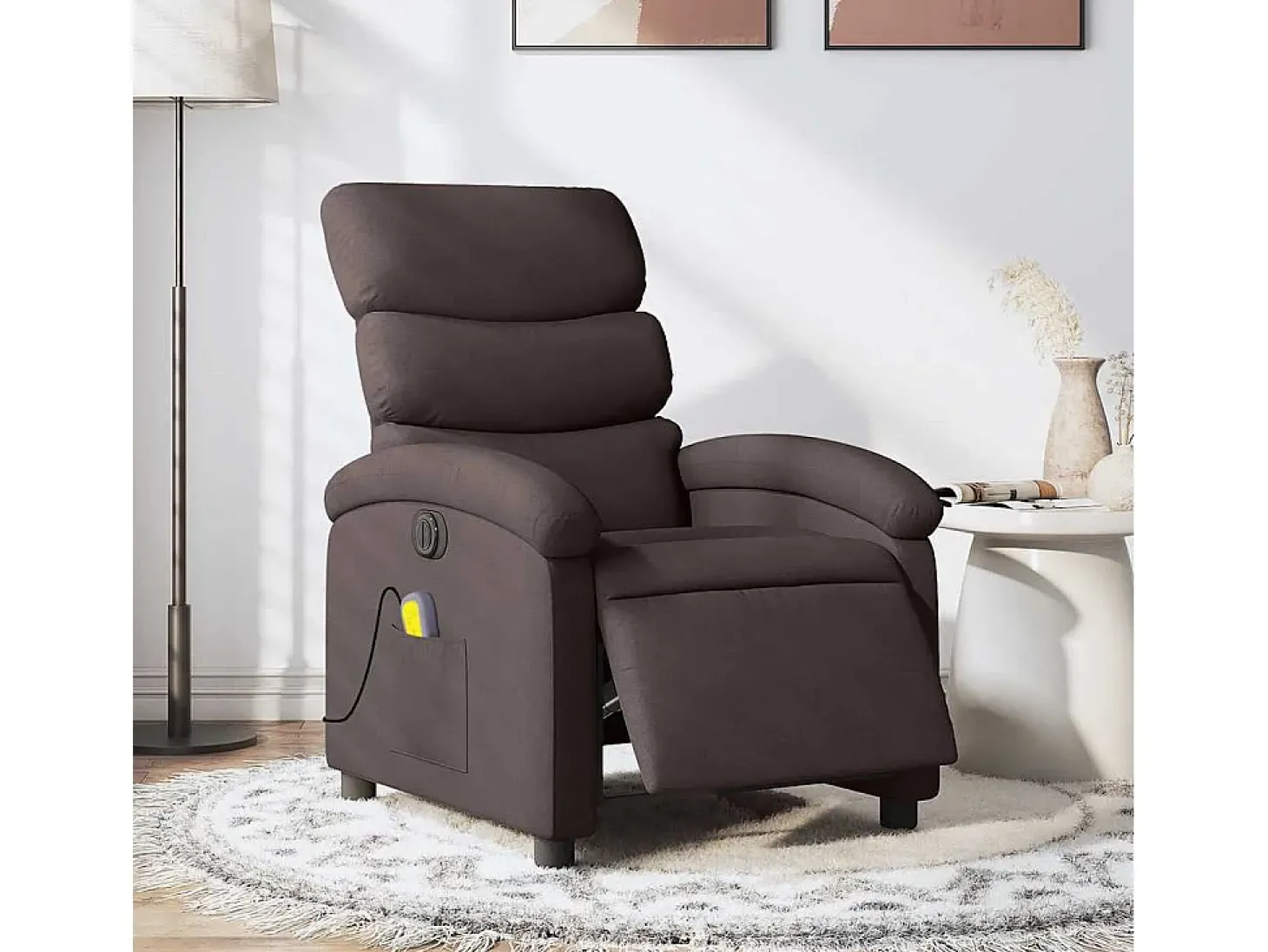 Poltrona reclinável massagens elétrica | Poltrona Confortável tecido castanho-escuro SHL136679