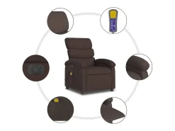 Poltrona reclinável massagens elétrica | Poltrona Confortável tecido castanho-escuro SHL136679