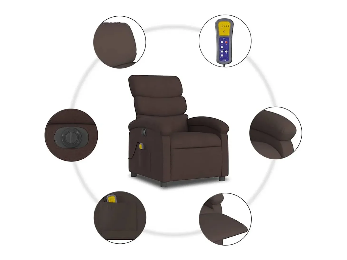 Poltrona reclinável massagens elétrica | Poltrona Confortável tecido castanho-escuro SHL136679