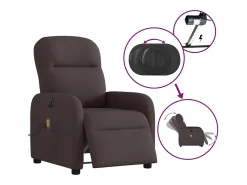 Poltrona reclinável massagens elétrica | Poltrona Confortável tecido castanho-escuro SHL618660