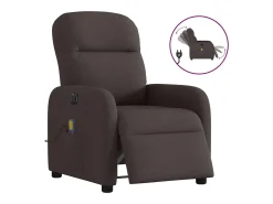 Poltrona reclinável massagens elétrica | Poltrona Confortável tecido castanho-escuro SHL618660