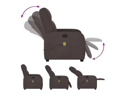 Poltrona reclinável massagens elétrica | Poltrona Confortável tecido castanho-escuro SHL618660