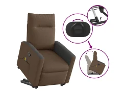 Poltrona reclinável massagens | Poltrona Confortável tecido castanho SHL225877