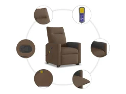 Poltrona reclinável massagens | Poltrona Confortável tecido castanho SHL225877