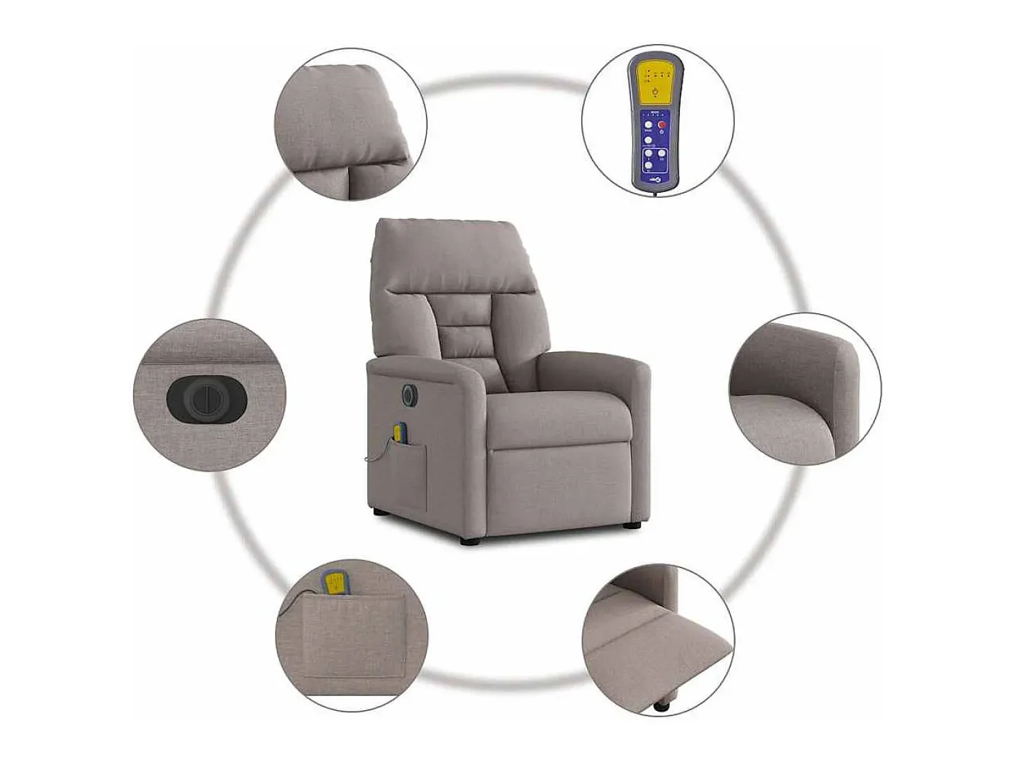 Poltrona reclinável massagens elétrica | Poltrona Confortável tecido cinza-acastanhado SHL12558