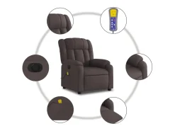 Poltrona reclinável massagens elétrica | Poltrona Confortável tecido castanho-escuro SHL462347
