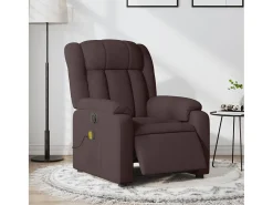 Poltrona reclinável massagens elétrica | Poltrona Confortável tecido castanho-escuro SHL462347