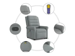 Poltrona reclinável massagens | Poltrona Confortável tecido cinzento-claro SHL600029