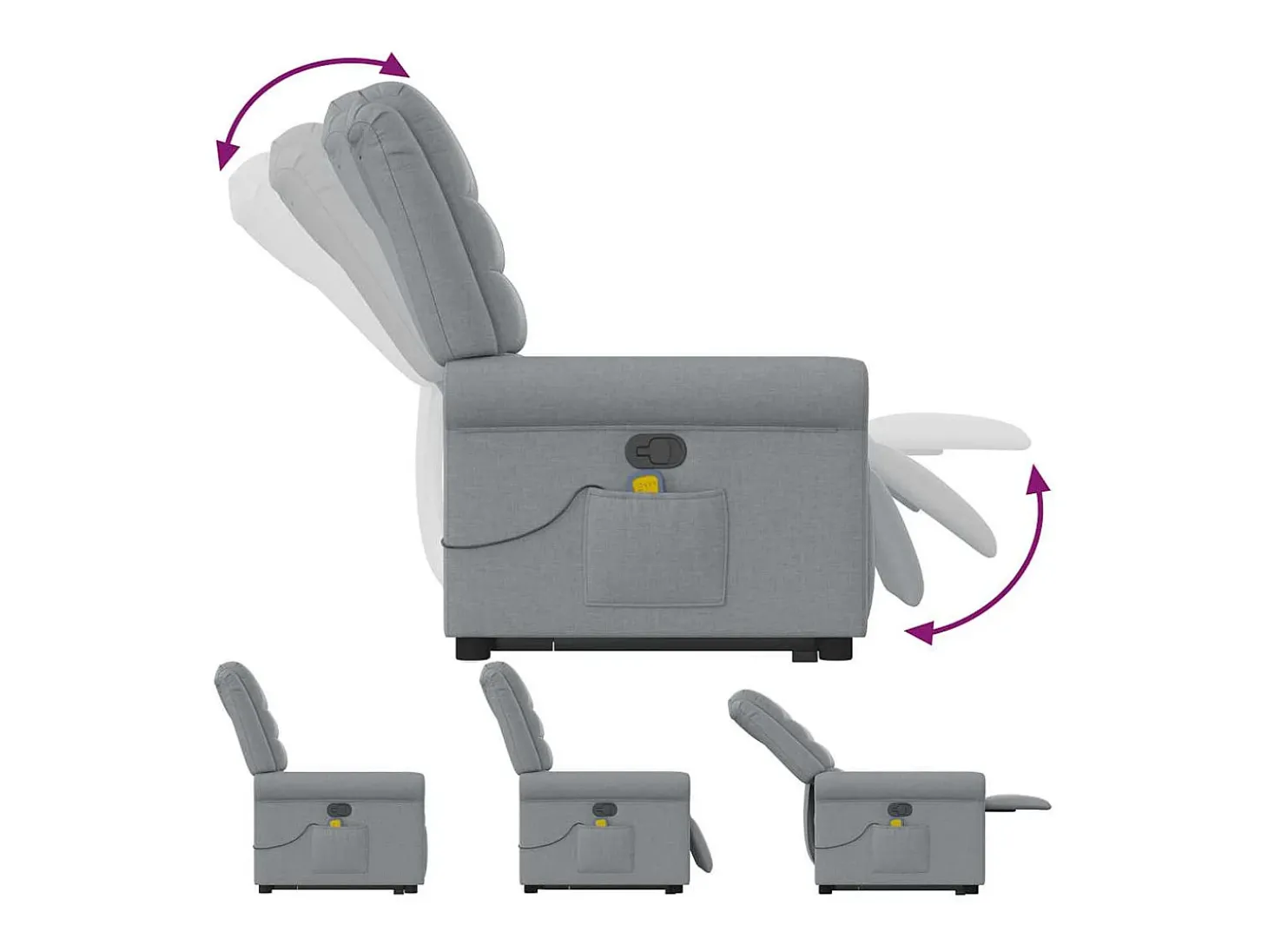 Poltrona reclinável massagens | Poltrona Confortável tecido cinzento-claro SHL600029
