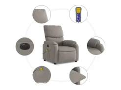 Poltrona reclinável massagens elétrica | Poltrona Confortável tecido cinza-acastanhado SHL989252