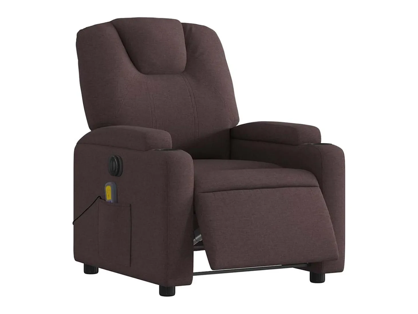 Poltrona reclinável massagens elétrica | Poltrona Confortável tecido castanho-escuro SHL922579