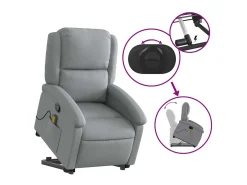 Poltrona reclinável massagens | Poltrona Confortável tecido cinzento-claro SHL720970