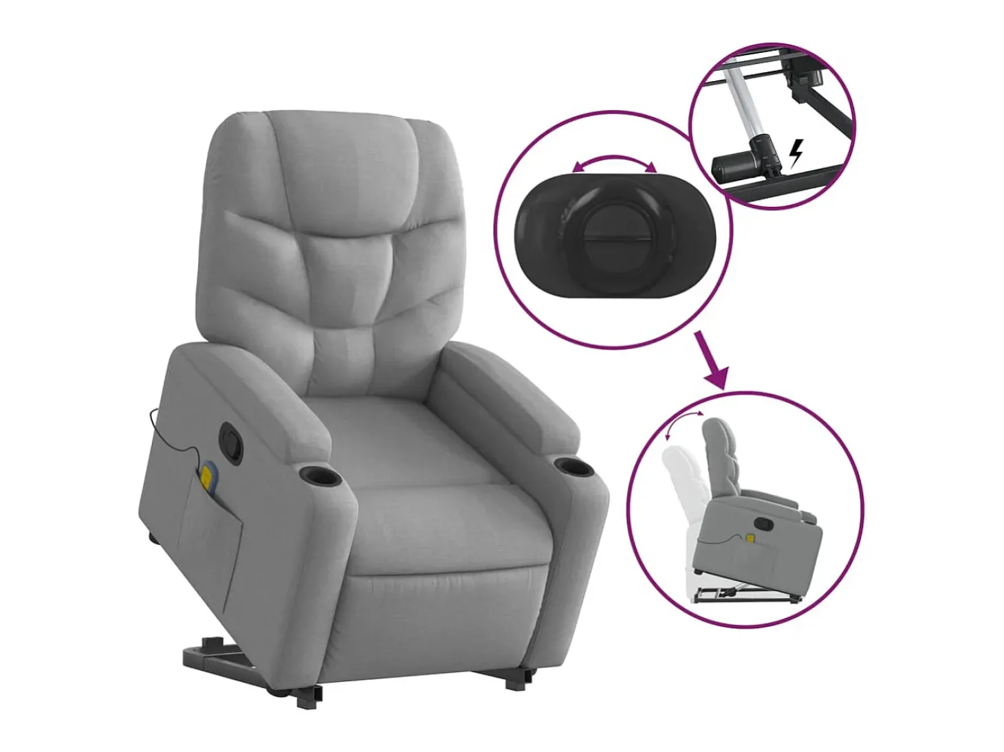 Poltrona reclinável massagens | Poltrona Confortável tecido cinzento-claro SHL958887