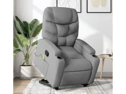 Poltrona reclinável massagens | Poltrona Confortável tecido cinzento-claro SHL958887