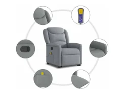 Poltrona reclinável massagens | Poltrona Confortável tecido cinzento-claro SHL899825