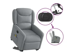 Poltrona reclinável massagens | Poltrona Confortável tecido cinzento-claro SHL899825