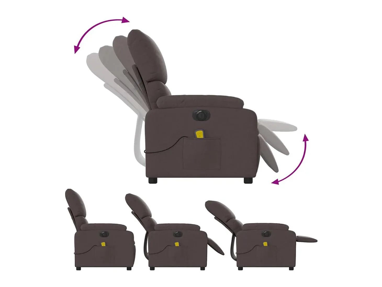Poltrona reclinável massagens elétrica | Poltrona Confortável tecido castanho-escuro SHL632329