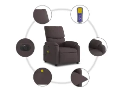 Poltrona reclinável massagens elétrica | Poltrona Confortável tecido castanho-escuro SHL632329