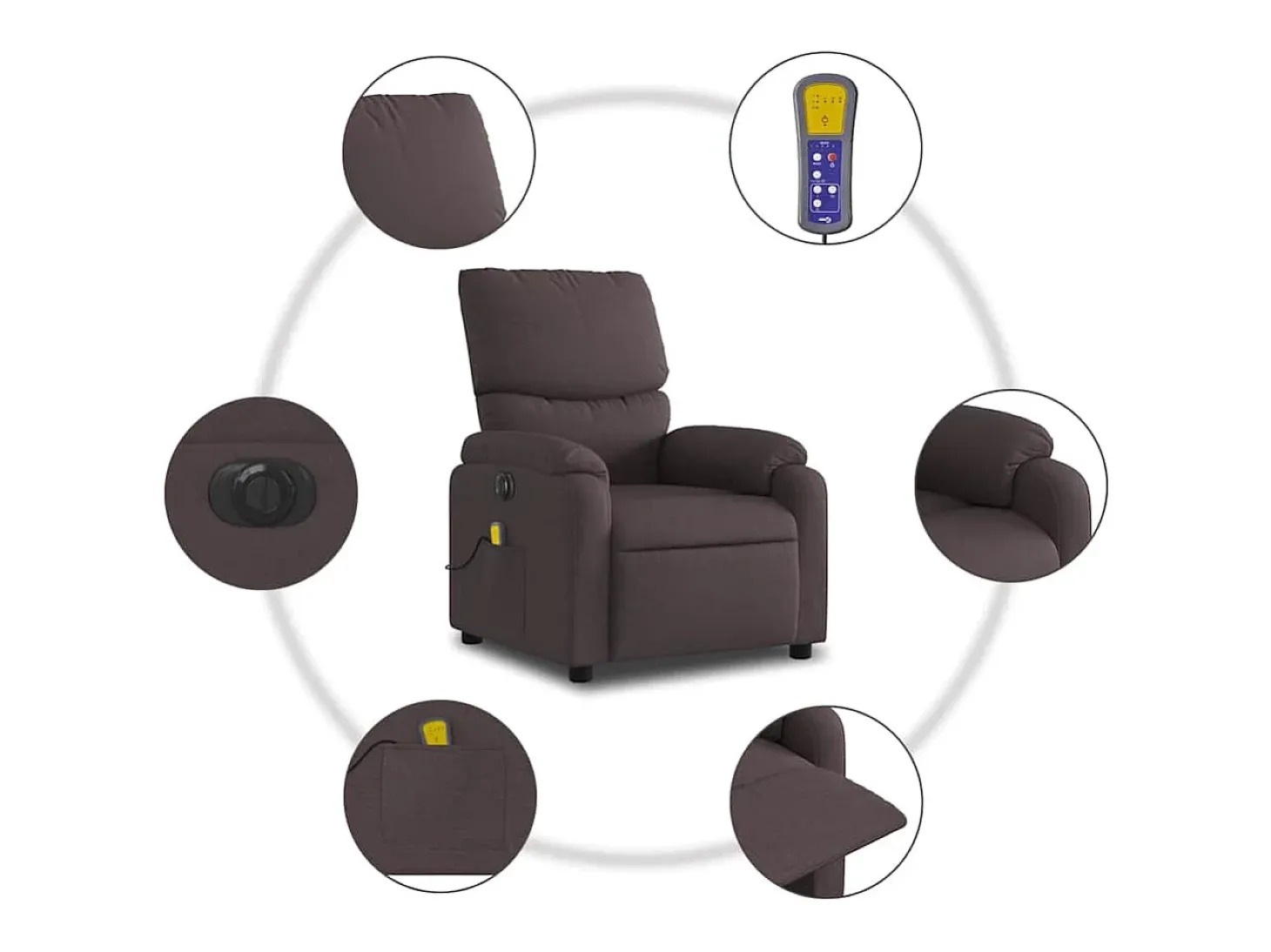 Poltrona reclinável massagens elétrica | Poltrona Confortável tecido castanho-escuro SHL632329