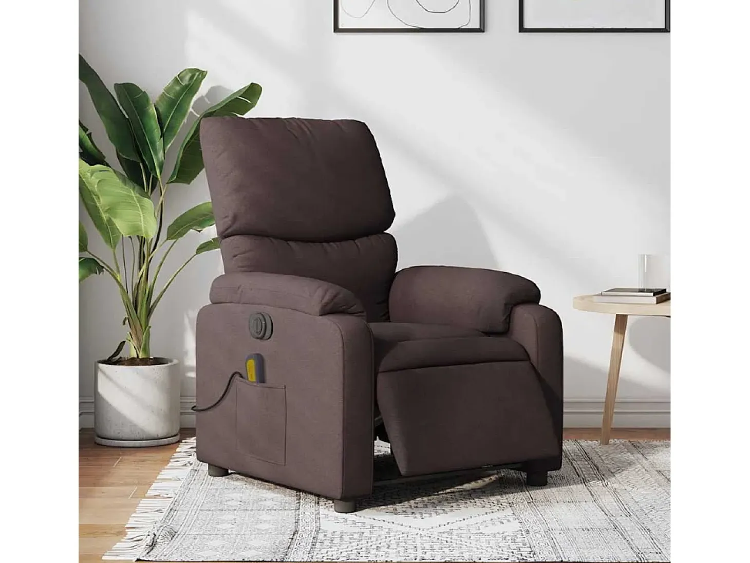 Poltrona reclinável massagens elétrica | Poltrona Confortável tecido castanho-escuro SHL632329