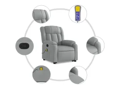 Poltrona reclinável massagens | Poltrona Confortável tecido cinzento-claro SHL695844