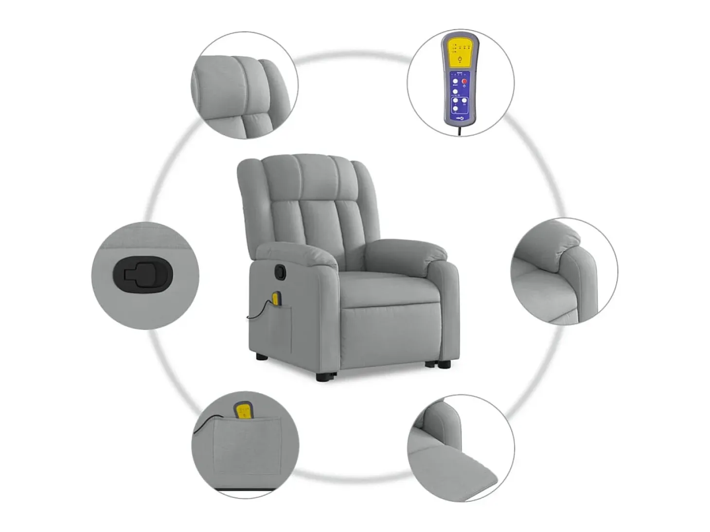 Poltrona reclinável massagens | Poltrona Confortável tecido cinzento-claro SHL695844