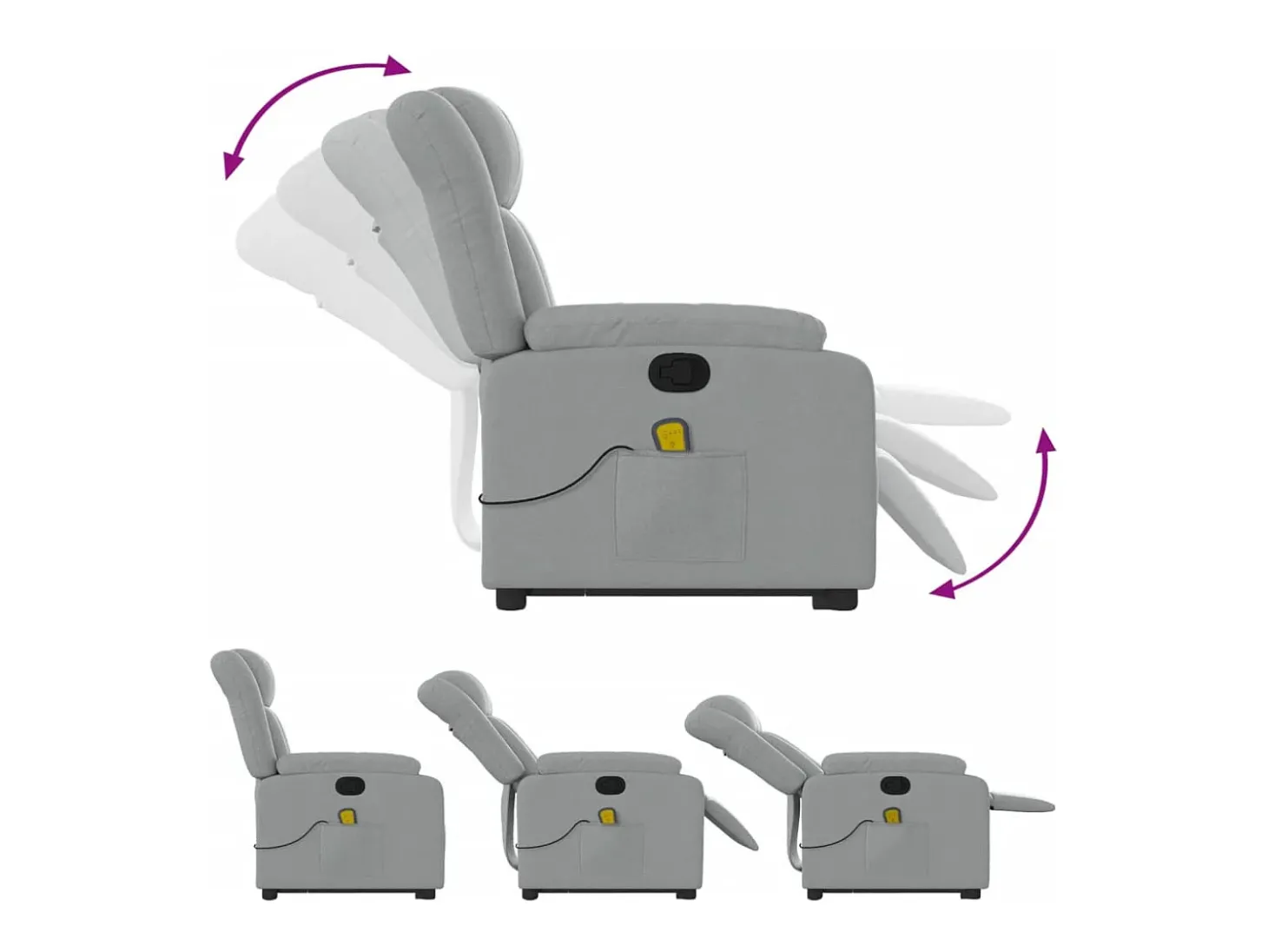 Poltrona reclinável massagens | Poltrona Confortável tecido cinzento-claro SHL695844